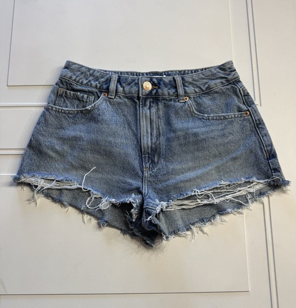Garage Denim Womens Sz 3 Jean Shorts Blue Festival Cutoff Distressed High Rise